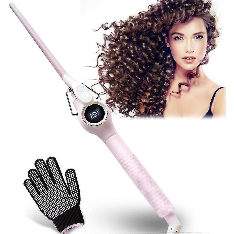 Curling Iron 9mm Curling Wand -profi Lcd Display Hair Curler for Small Mini Curls, Ceramic Tourmaline with Gloves (140  -200 )