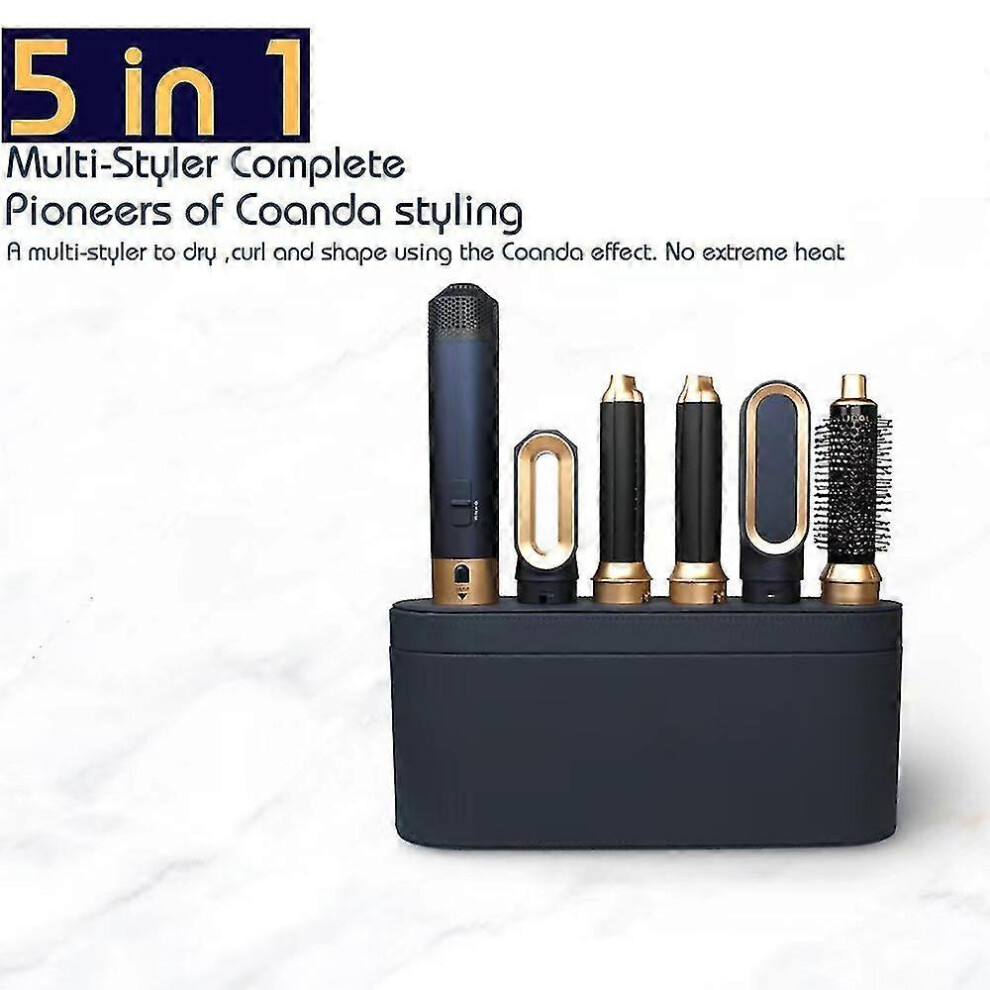 (US, Leather box) New Hair Dryer Multi Hair Styler 5 In1 Curling Iron Bean