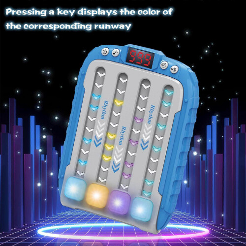 (blue) Rhythm Game Machine, Quick Push Pop Game Pops it Game Handheld Puzzle Game Machine with Music & Light 2