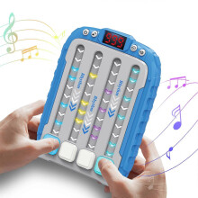(blue) Rhythm Game Machine, Quick Push Pop Game Pops it Game Handheld Puzzle Game Machine with Music & Light