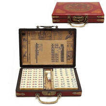 Portable Chinese Antique Mahjong Board Game Set with Storage Box for Travel and Leisure