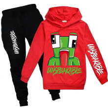 (13-14 Years, Red) Unsable Tracksuit Set Kids Hoodie Hooded Sweatshirt Tops Jogging Pants Trousers Sports Outfits