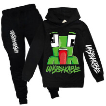 (9-10 Years, Black) Unsable Tracksuit Set Kids Hoodie Hooded Sweatshirt Tops Jogging Pants Trousers Sports Outfits
