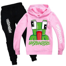 (11-12 Years, Pink) Unsable Tracksuit Set Kids Hoodie Hooded Sweatshirt Tops Jogging Pants Trousers Sports Outfits