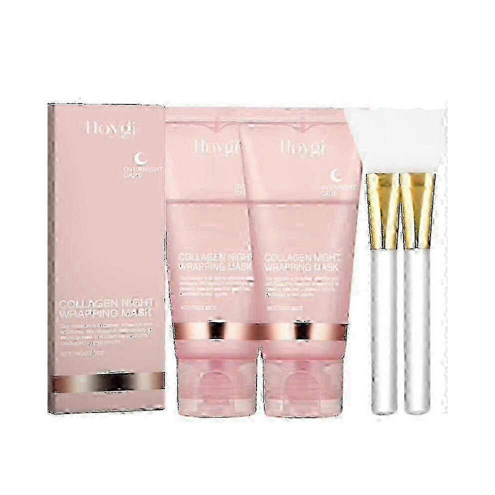 (2pcs) Collagen Night Wrapping Mask, Collagen Overnight Wrapping Peel Off Facial Mask, Hydrolyzed Collagen Perfect For Dry Dehydrated Skin