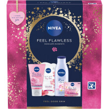 NIVEA Feel Flawless Gift Set (4 Products), Women's Gift Set with Skincare Essentials, Includes Body Lotion