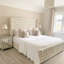 (6ft King, Crystals Diamonds) Ottoman Storage Gas Lift Winged Bed Frame Velvet Upholstered Osaka Chesterfield