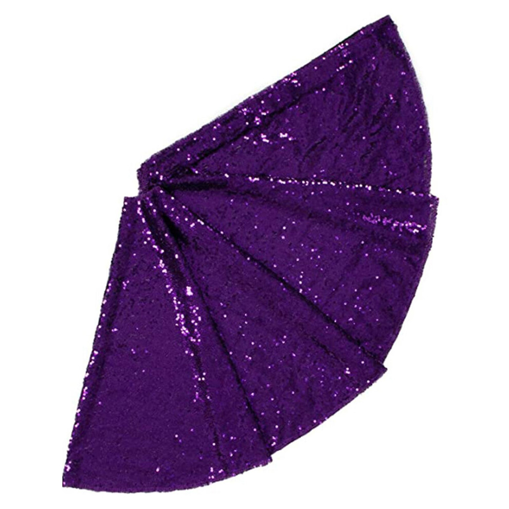 (Purple, 60 cm) Haloppe Christmas Tree Skirt Vibrant Color Elegant Shiny Sequins Xmas Tree Mat for Festive Home-image-OPC-PFW92H9-NEW