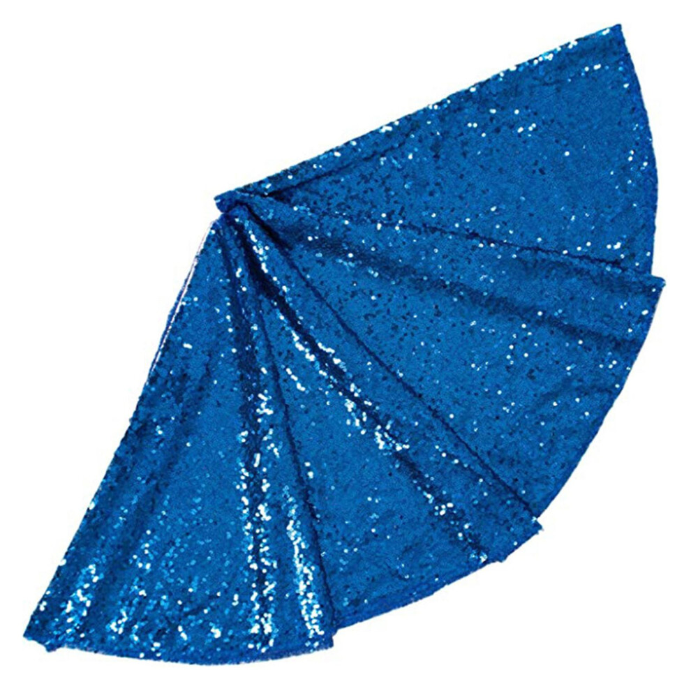 (Blue, 90 cm) Haloppe Christmas Tree Skirt Vibrant Color Elegant Shiny Sequins Xmas Tree Mat for Festive Home-image-OPC-PFW92HJ-NEW