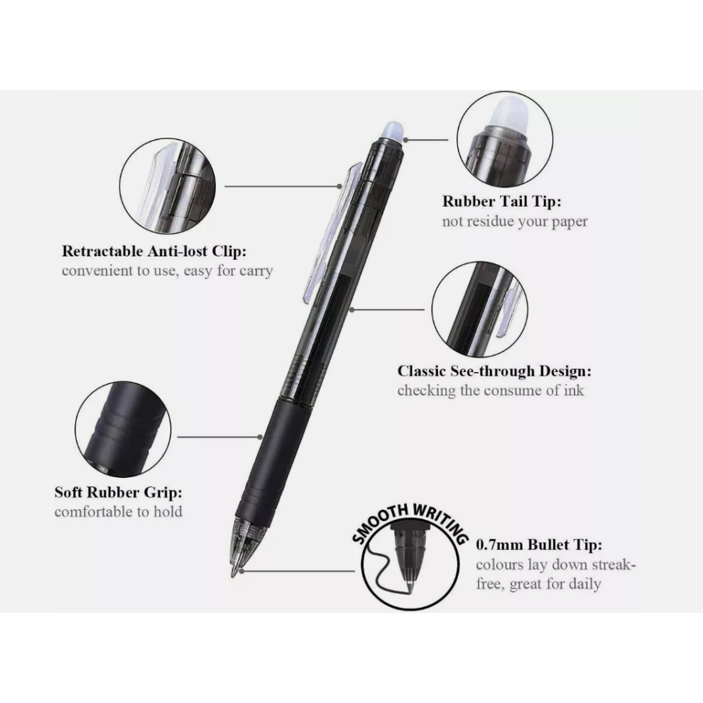 Friction Pen Erasable Gel Pen Magic 0.7mm Black Ball Pen 1 piece