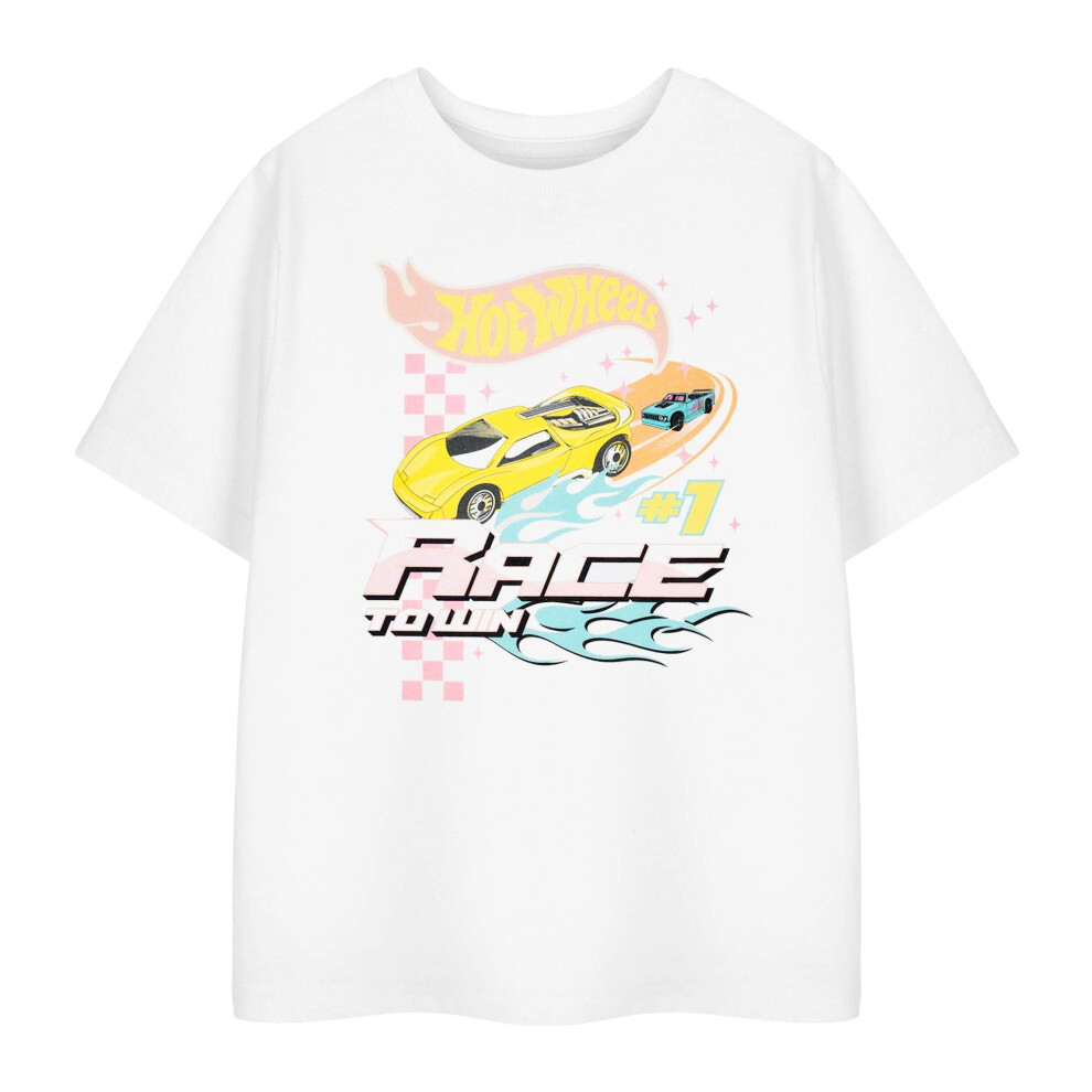 (7-8 Years, White) Hot Wheels Boys Race To Win T-Shirt