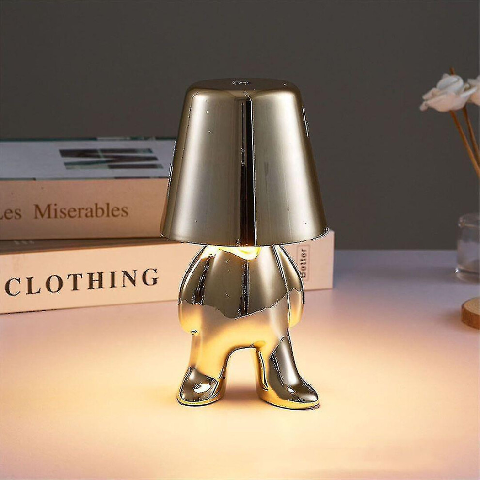 (silver, A) Bedside Touch Table Lamp, Gold Thinker Lamp Desk Light Cordless Rechargeable Portable Decorative Nightstand Lamp With Usb Charging Dqg-image-OPC-PFW99WN-NEW