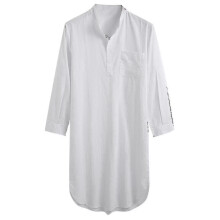 (White, XL) Sleepshirt Cotton Nightshirt For Mens