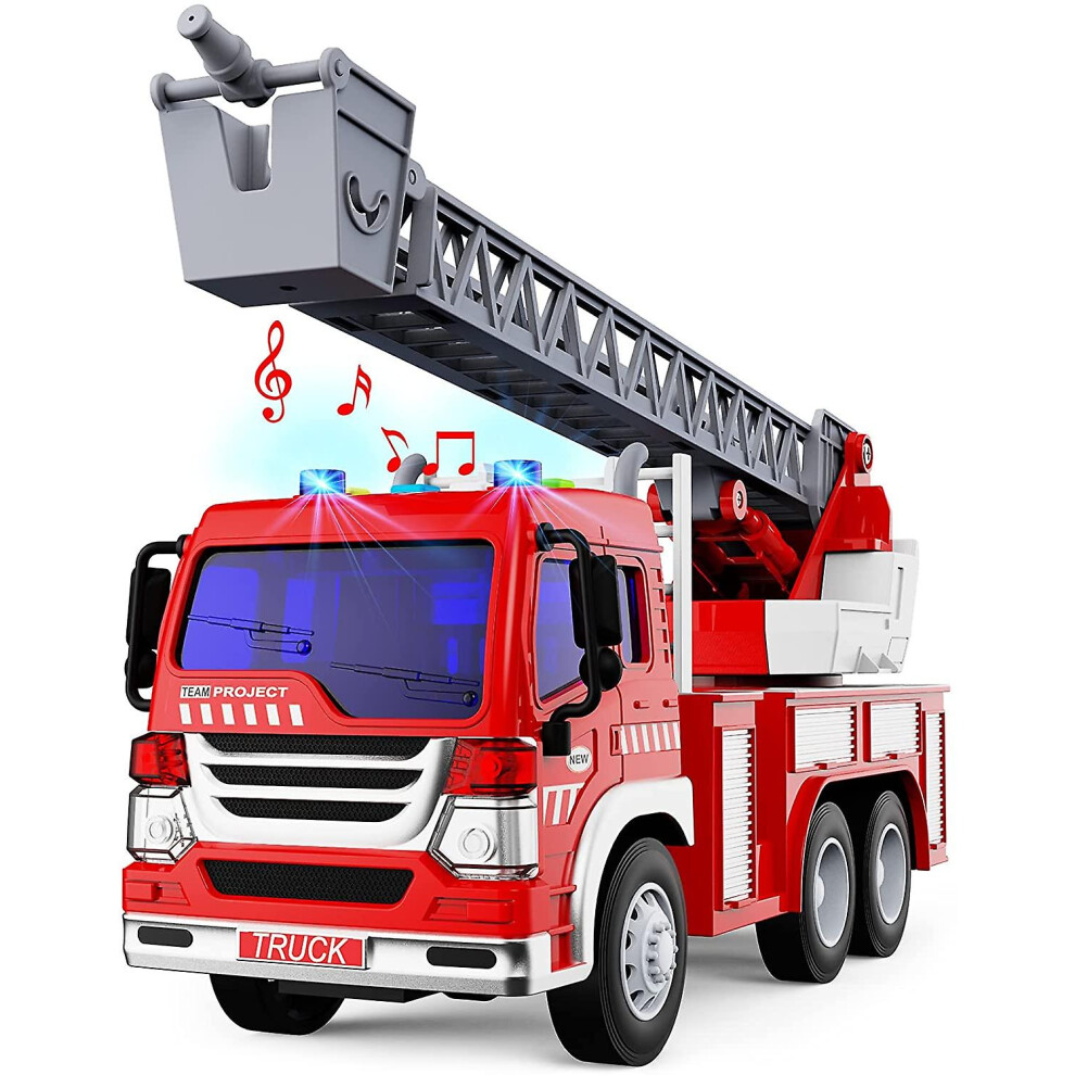 Fire Truck,fire Truck Toy With Rotating Ladder With Sound And Light Fire Fighting Toy Car Gift 3 4 5 6 Years Children's Toy-image-OPC-PFW9CDP-NEW