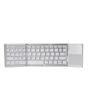 (White) Foldable Wireless Keyboard Ultra Slim Touchpad Bluetooth Keyboard Rechargeable Folding Keyboard for Tablet Laptop