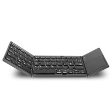 (Black) Foldable Wireless Keyboard Ultra Slim Touchpad Bluetooth Keyboard Rechargeable Folding Keyboard for Tablet Laptop