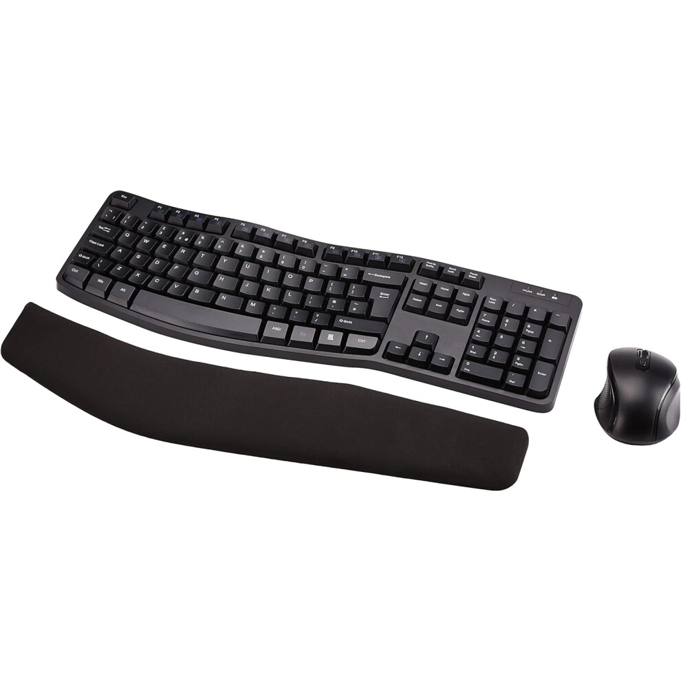 Amazon Basics Ergonomic Wireless Keyboard Mouse Combo UK layout, black
