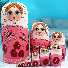 Brand Of Nesting Dolls, 10 Pieces, Series Of Russian Dolls Poupee Russes 7 Pieces In Painted Wood? Handcrafted,, Gifts, Toys