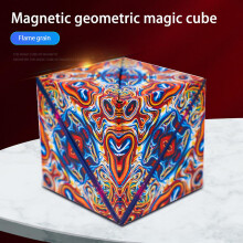 (Flame pattern) 3d Magnetic Cube Puzzle Versatile Cube Three-dimensional Deformation Spatial