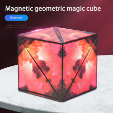 (Flame red) 3d Magnetic Cube Puzzle Versatile Cube Three-dimensional Deformation Spatial