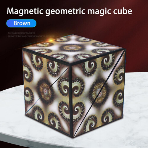 (Brown grain) 3d Magnetic Cube Puzzle Versatile Cube Three-dimensional Deformation Spatial