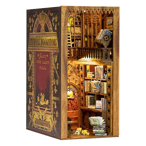 New Diy Book Nook Kit 3d Wooden Puzzle Bookends - Diy Book Nook, Shelf Insert Decor Wooden Decor Mo