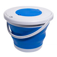 (Blue, 10L) Silicone Folding Fish Bucket with Lid Plastic Car Washing Bucket for House Cleaning