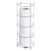 (Chrome) Free Standing Toilet Roll Holder, Extra Toilet Paper Holder Storage for 3-4 Roll