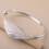 925 Sterling Silver Woman Cuff Bracelet Open Leaf Shaped Adjustable 8