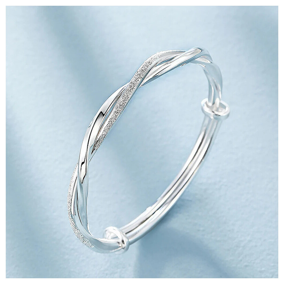 925 Sterling Silver Pretty Weave Bracelets Bangles for Women