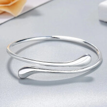 1005006490088713-Default Title: 925 Sterling Silver Water Drop Cuff Bracelet for Women, GDTC Certificate, MD039