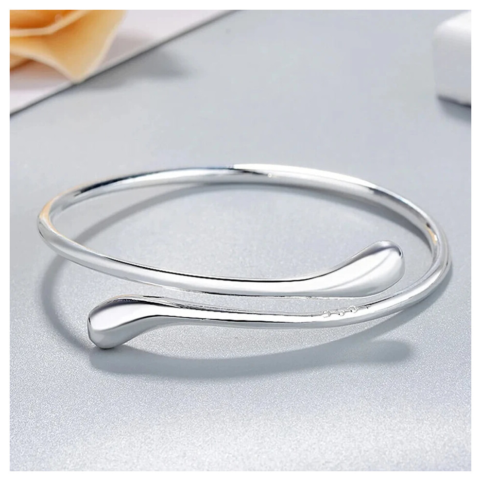 925 Sterling Silver Bracelets for Women Water Droplets Bangles