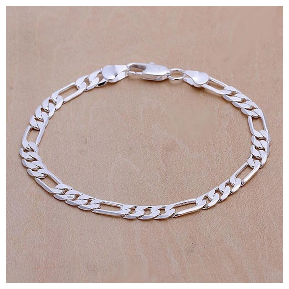 925 Sterling Silver Bracelet 6mm Chain for Men Women
