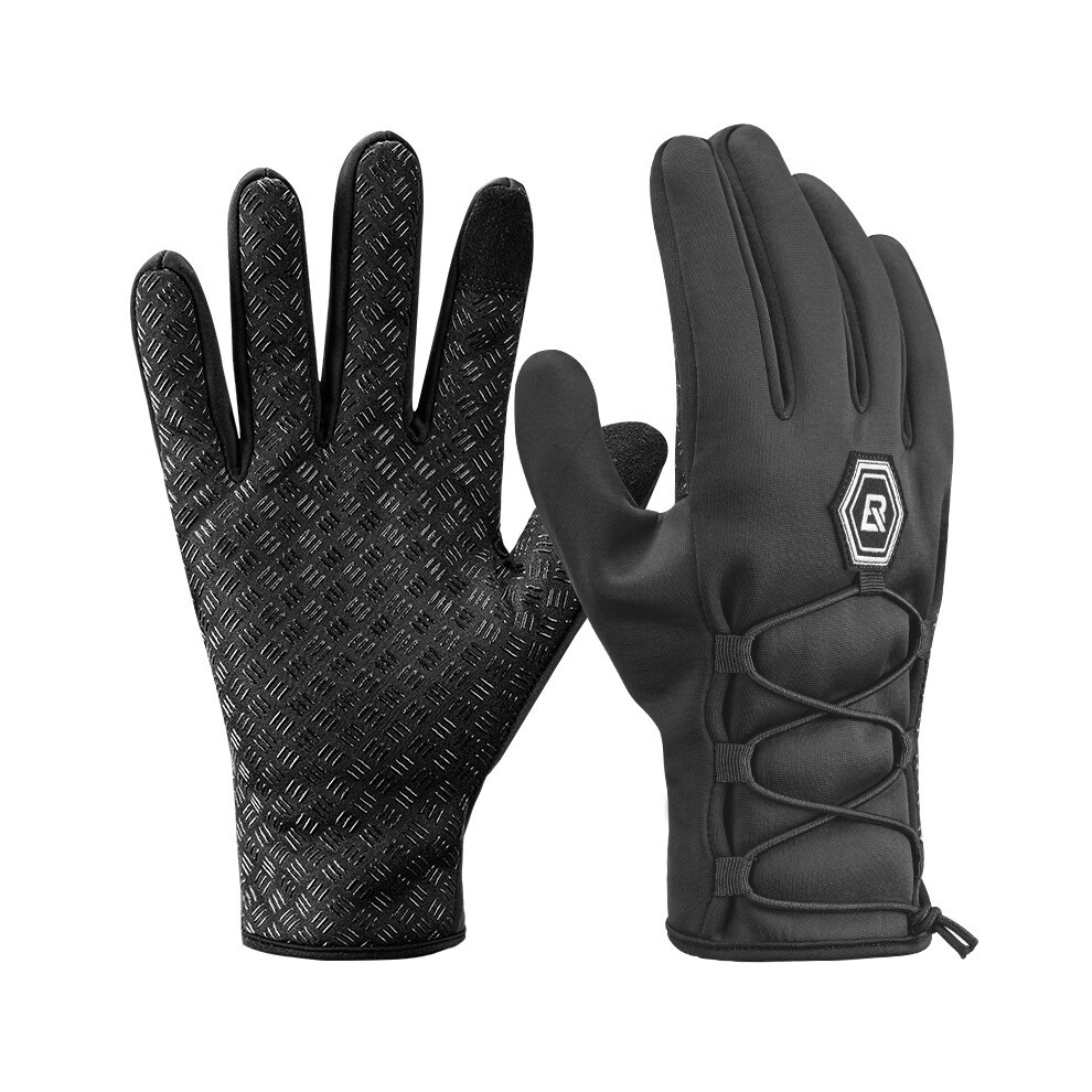 Rockbros S077-6 Winter Warm Cycling Gloves Drawstring Full Finger Touch Screen Riding Mtb Bike Bicycle Gloves Motorcycle Bike Gloves 6900074879936