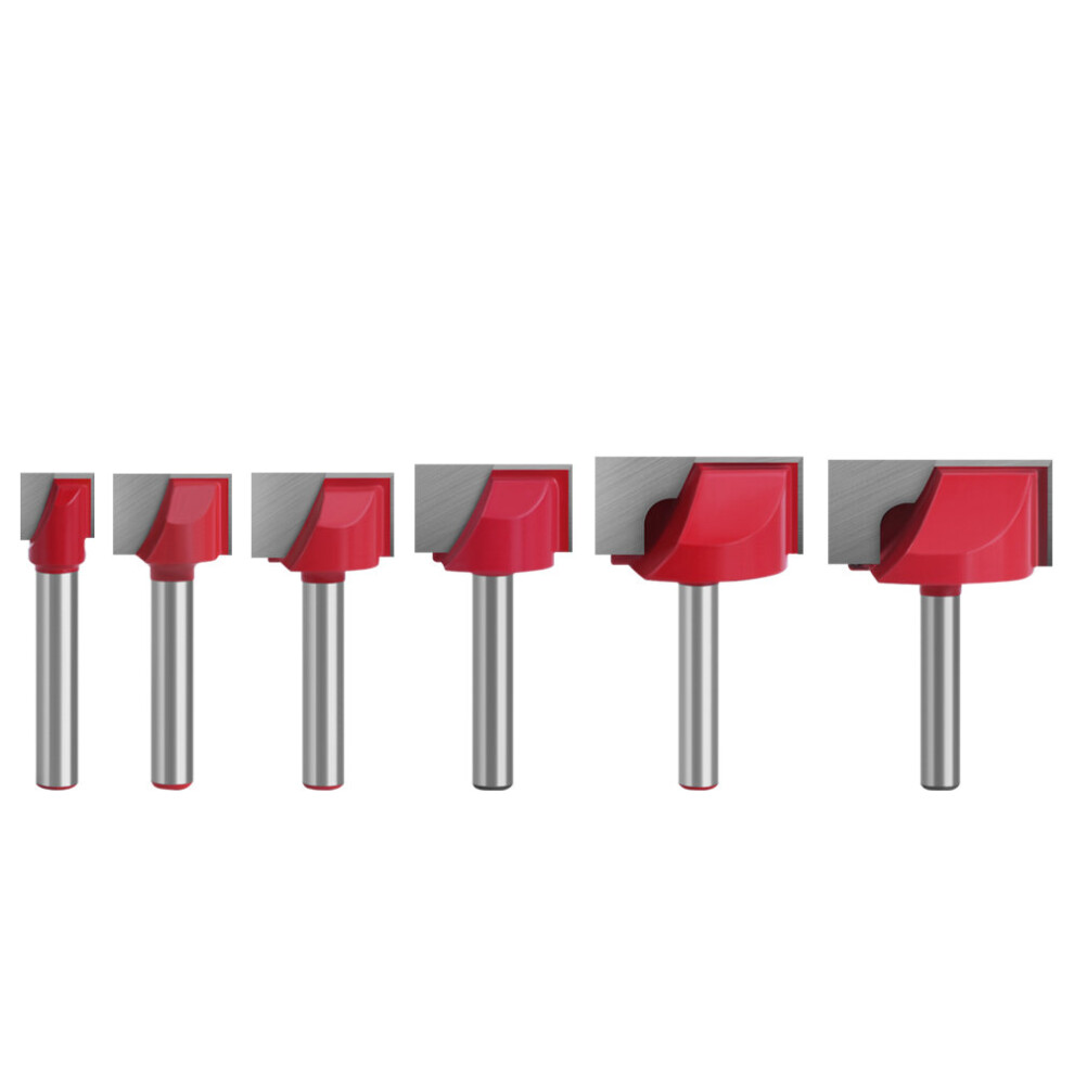 6Pcs 6Mm Carbon Steel Router Bit Shank Surface Planing Bottom Cleaning Wood Milling Cnc Cutter Engraving Knife Woodworking Tool 10-32Mm 623414318945
