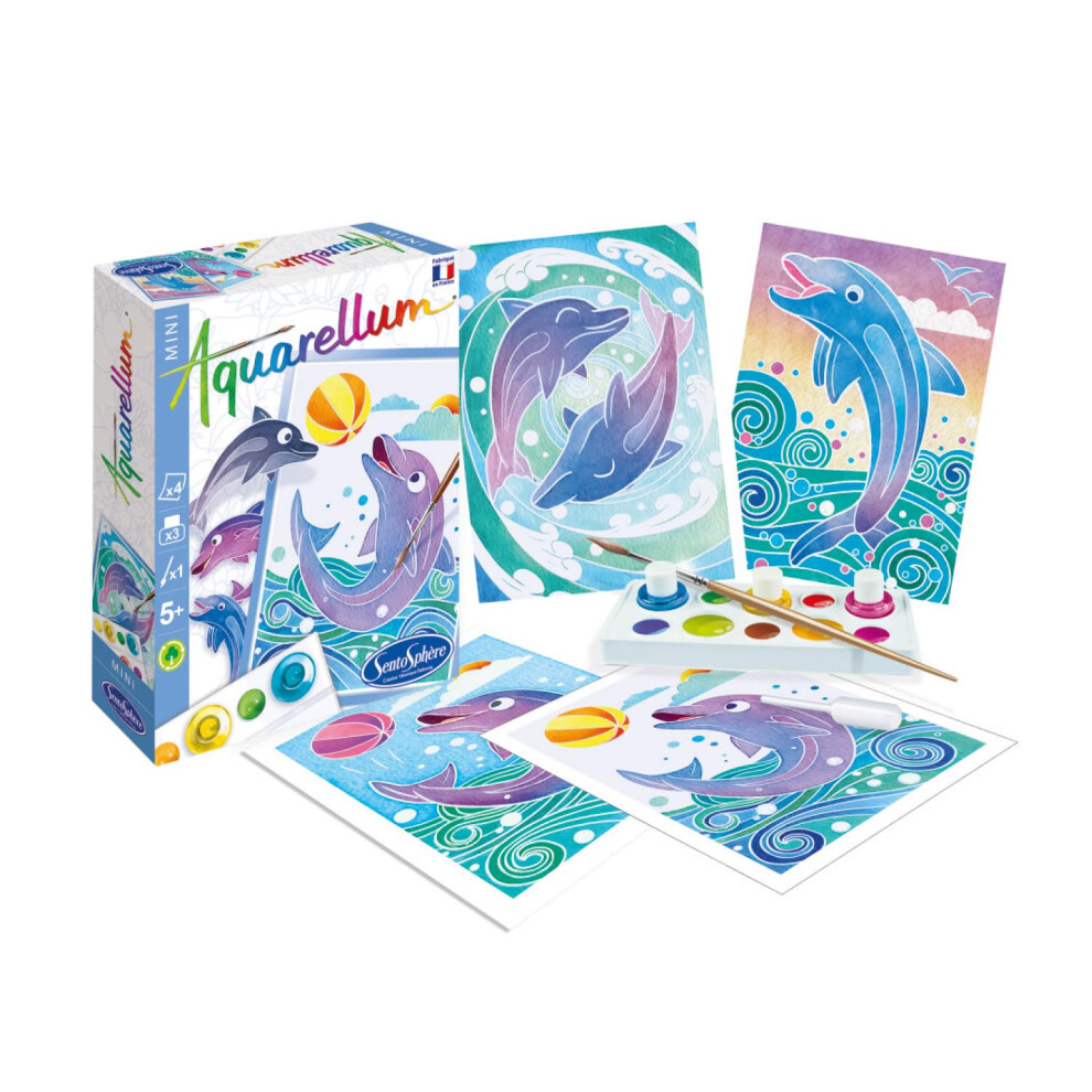 Sentosphere 3906000 Aquarellum Mini, Aquarell Malset FüR Kinder, Delfine, Bastelset, Kreativ-Set, Diy-image