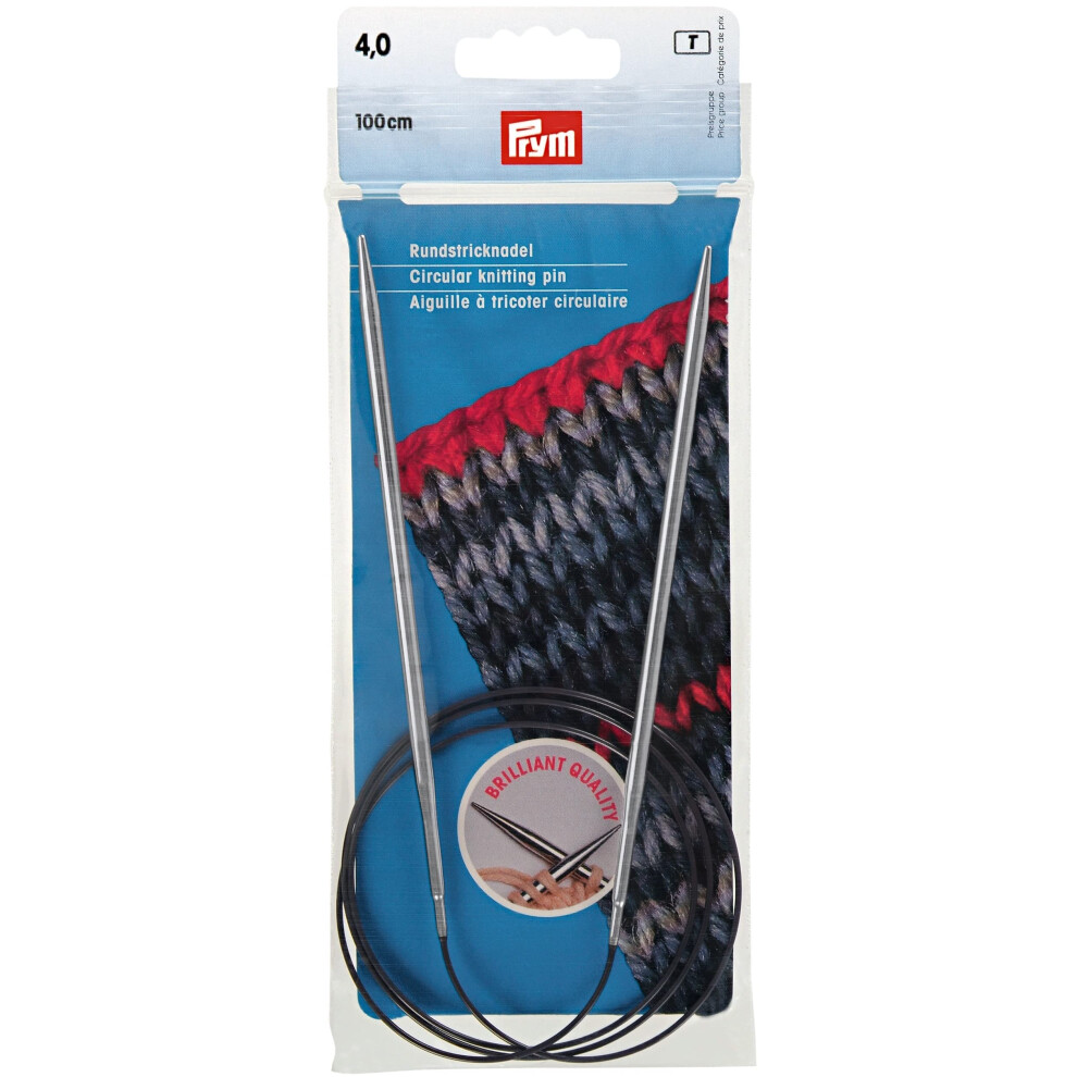 Prym 40"" Circular Brass Knitting Needles 4mm