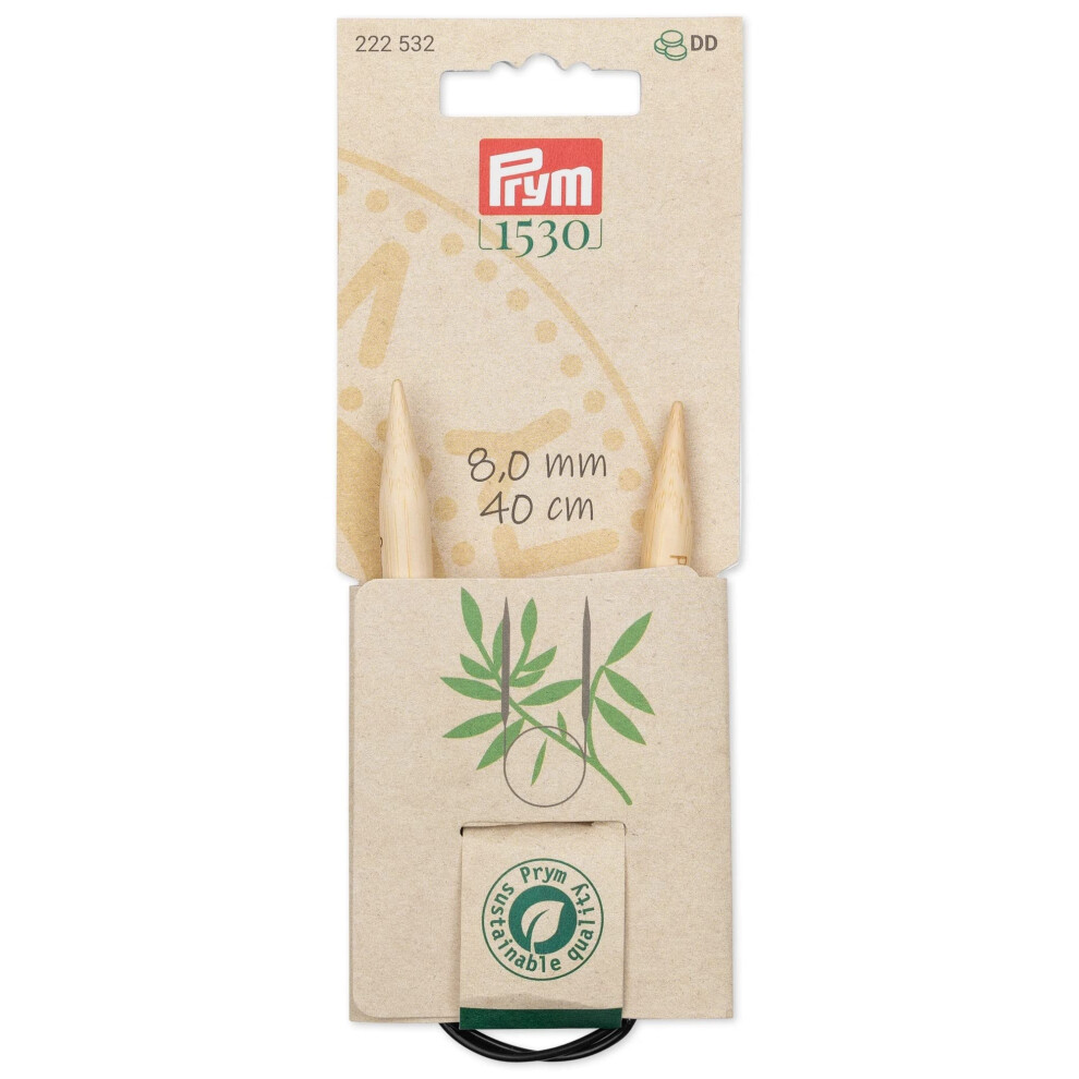 Prym 16"" Circular Bamboo 8mm Knitting Needles Natural