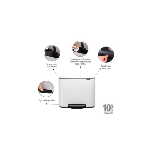 Brabantia BRABANTIA Pedal bin Bo -11 + 23 L - Branco 1