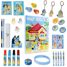 Bluey Advent Calendar 2024 for Kids Stationery Colouring Pencils Keychains Bracelet