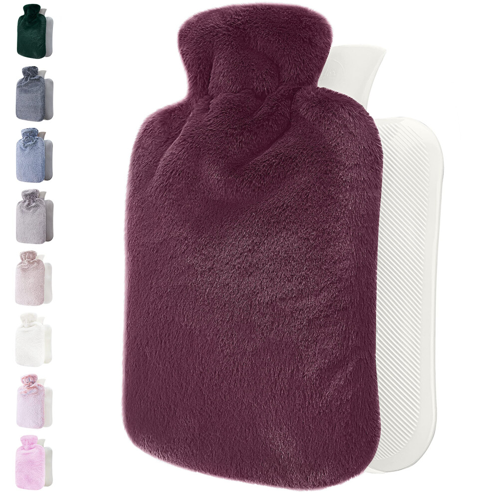 Qomfor Hot Water Bottle With Soft Cover - 1.8L Large - Classic Hot Water Bag For Pain Relief Neck And Shoulders Feet Warmer Menstrual Cramps Hot A