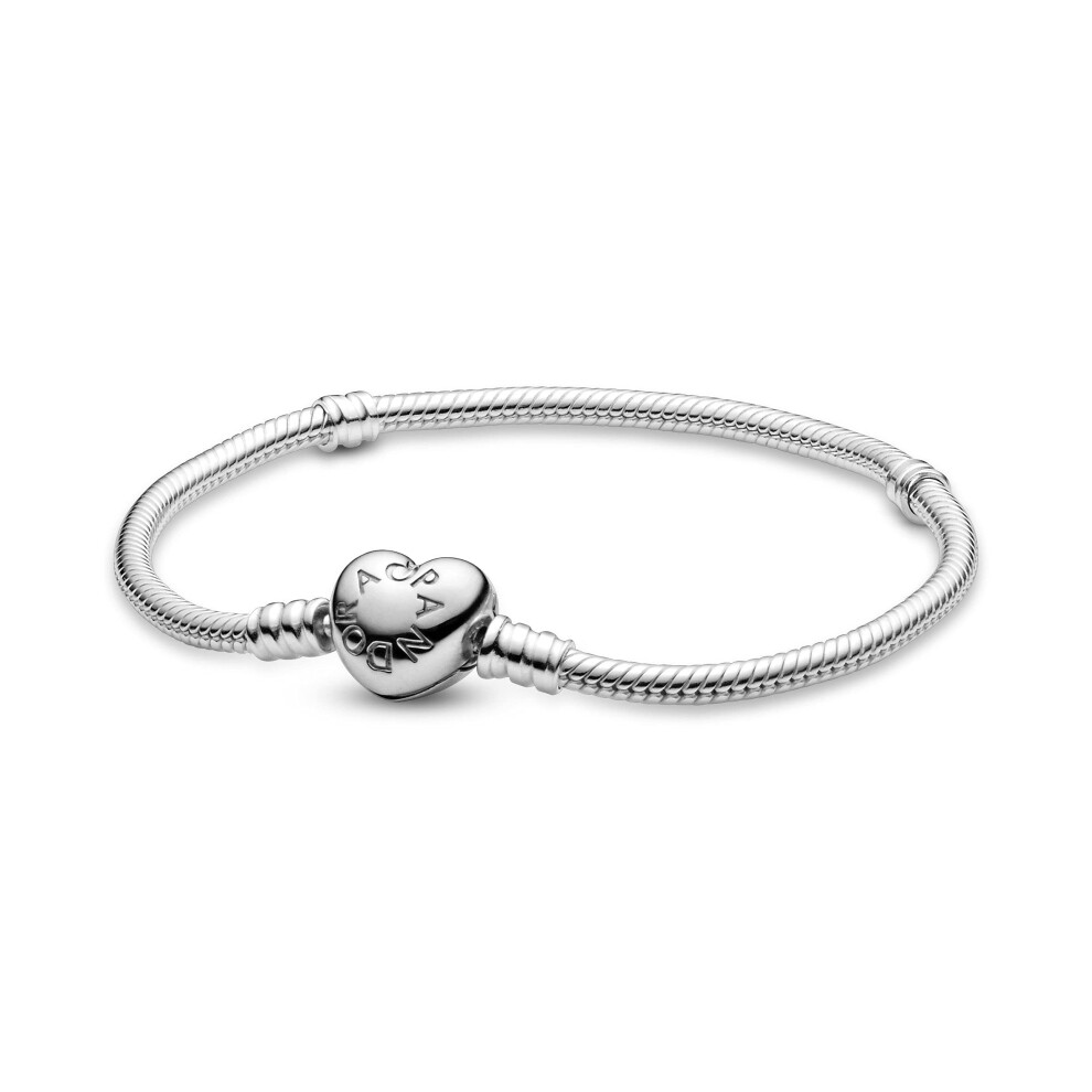 Pandora Moments Silver Bracelet With Heart Shaped Clasp 590719-17 For Women