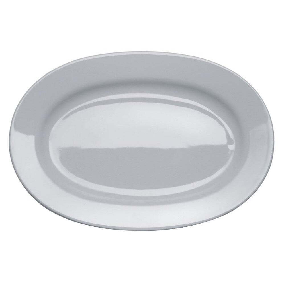 A di Alessi 14-1/4-Inch by 9-3/4-Inch Platebowlcup Ov.Serving Plate  White Porcelain