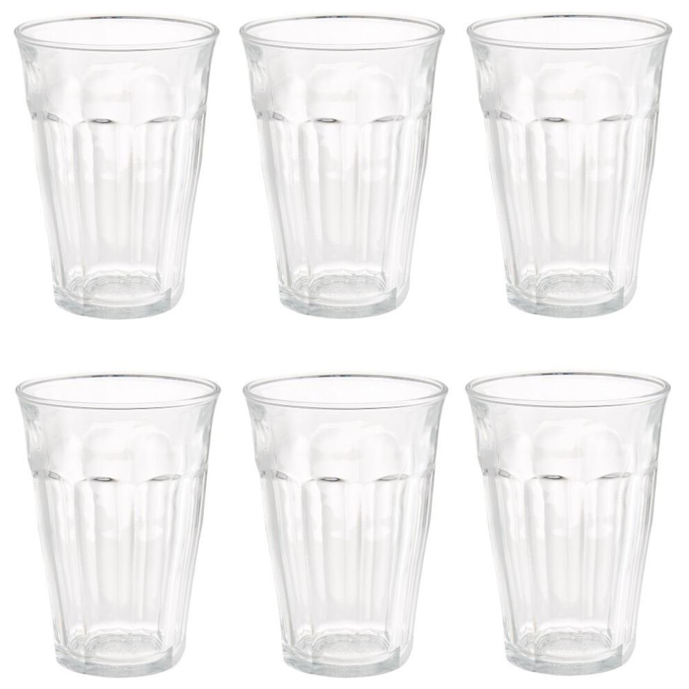 Duralex Picardie Glass Tumbler Tumblers 12.5fl oz Clear Glasses Set of 6