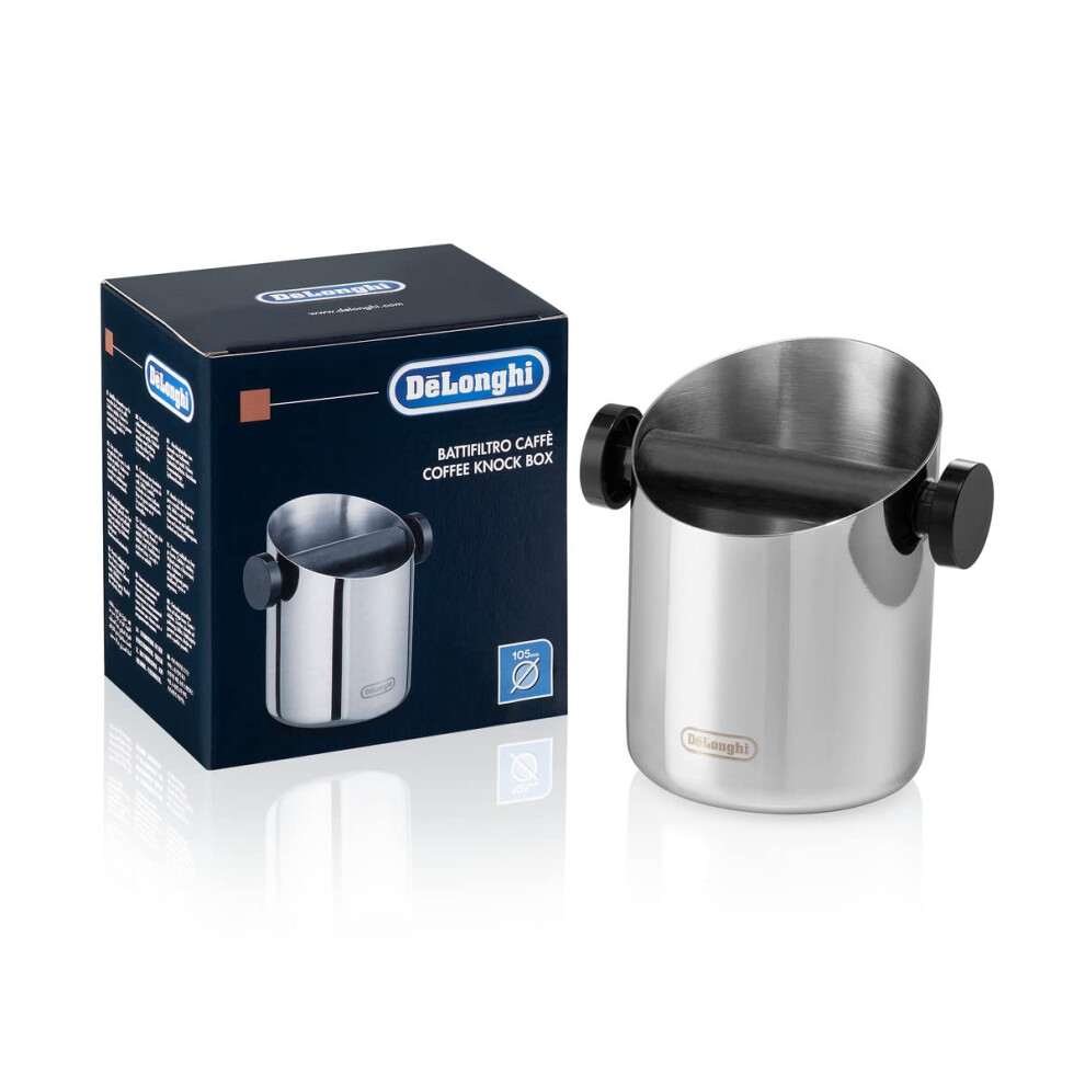 De'Longhi Knock Box for Coffee & Espresso Grounds  Easy & Mess-Free Disposal of Coffee Puck  Removable Bar and Non-Slip Base  Dishwasher Safe  Stainle