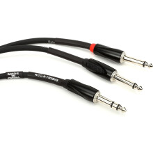 Roland Black Series 1/4-Inch TRS Male to Dual 1/4-Inch TS Male Insert/Splitter Cable - 5 Foot (RCC-5-TR28V2)