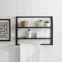 Crosley Furniture Aimee Badezimmer-Aufbewahrungsregal zur Wandmontage mit Handtuchhalter und Ablagen, gelte Bronze