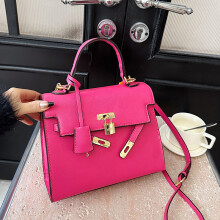 (Rose red) Stylish Contrast Color Crossbody Bag Handheld Kelly Bag