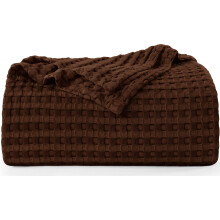 Utopia Bedding Cotton Waffle Blanket 300 GSM (Brown - 90x108 Inches) Soft Lightweight Breathable Bed Blanket King Size Layering Any Bed for All Season