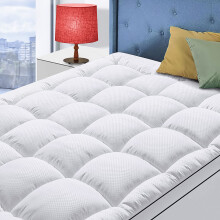 Mattress Topper for Back Pain Cooling Extra Thick Mattress Pad Cover with 8-21 inch Deep Pocket Plush Pillow Top Mattress Topper Overfilled with Dow